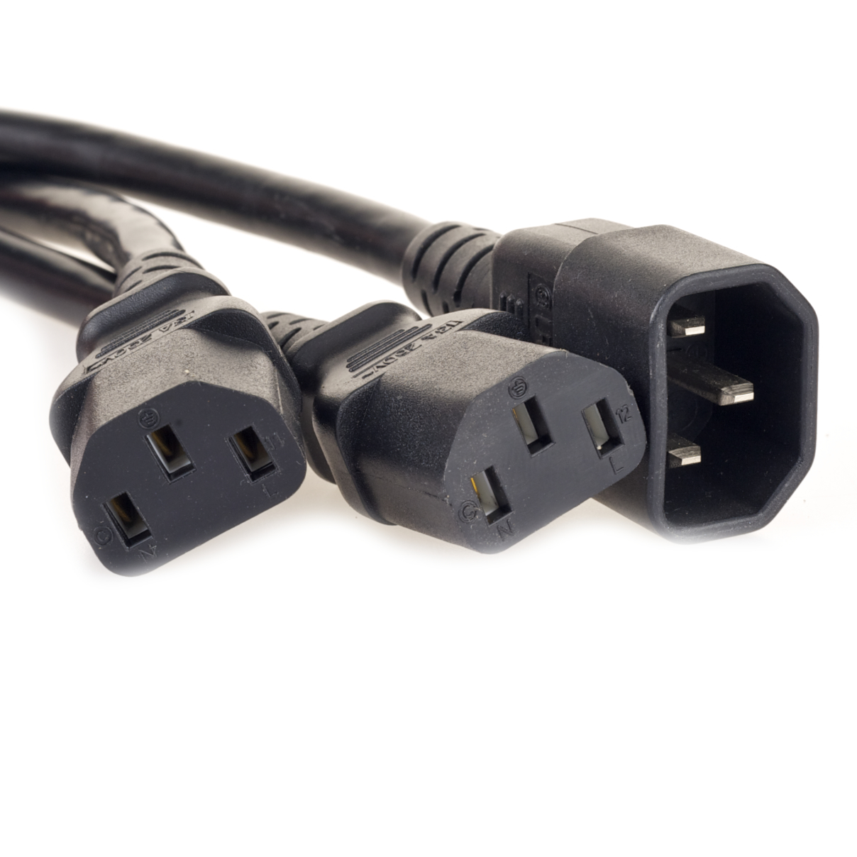 Splitter Power Cord C14 To 2xC13 15 amp 3 feet overall length